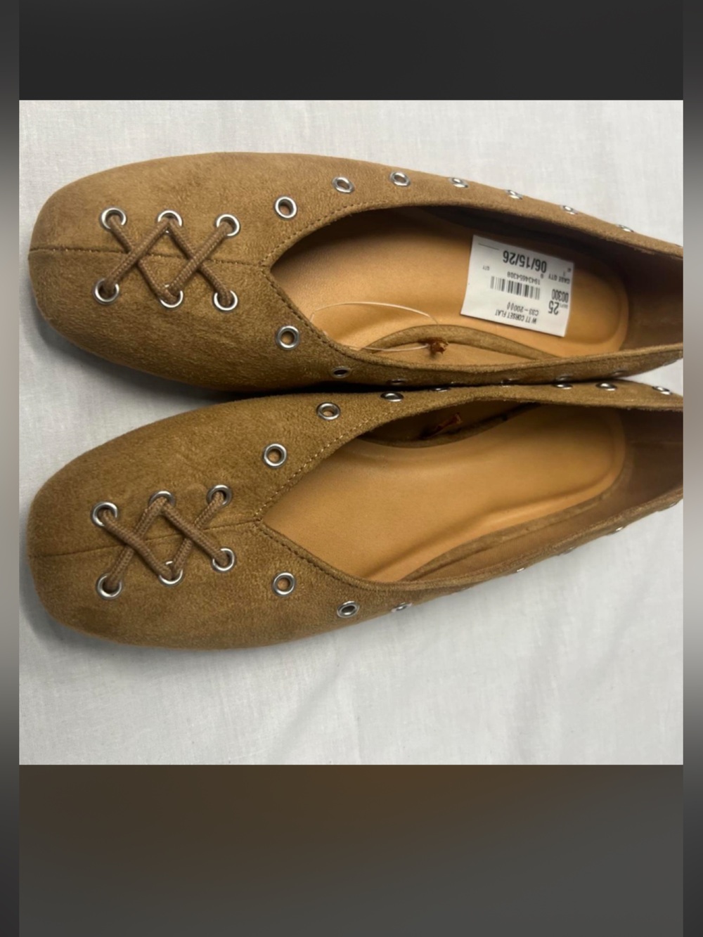 Time and Tru Tan Suede Loafers with Metal Eyelets